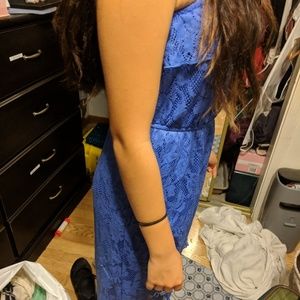 Wet Seal Long Blue Floral Lace Sleeveless Dress